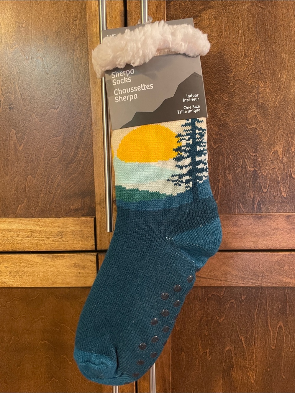 Sherpa Lined Crew Socks - Teal Sunset